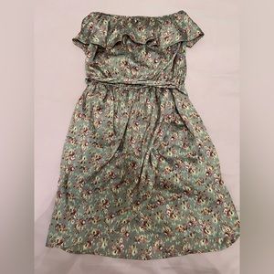 NORDSTROM strapless floral satin dress with bow